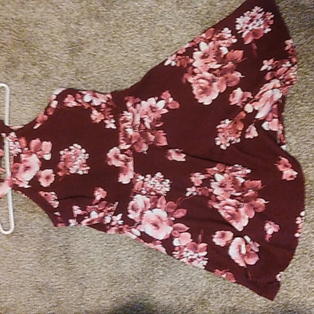 Marron dress with pink flowers, size 11, made by Be Smart